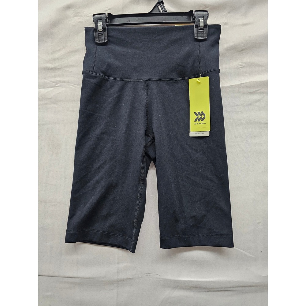 All in Motion Womens Dynamic Flex Bike Shorts Black High Rise Size Small
